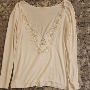 Elegant Cream Lace-Trimmed Women's Top